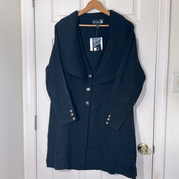 NWT Black Long Stylish Cardigan Great for Dresses Plus Size 2X - Picture 1 of 10